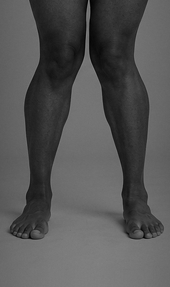 Lower legs and bare feet, seen from the front
